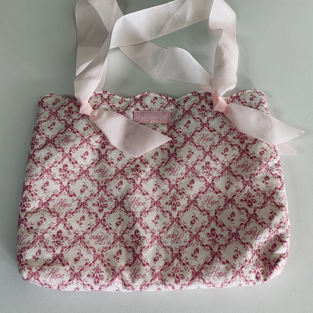 Longaberger “Hope” With Pretty Bows Cosmetic Bag